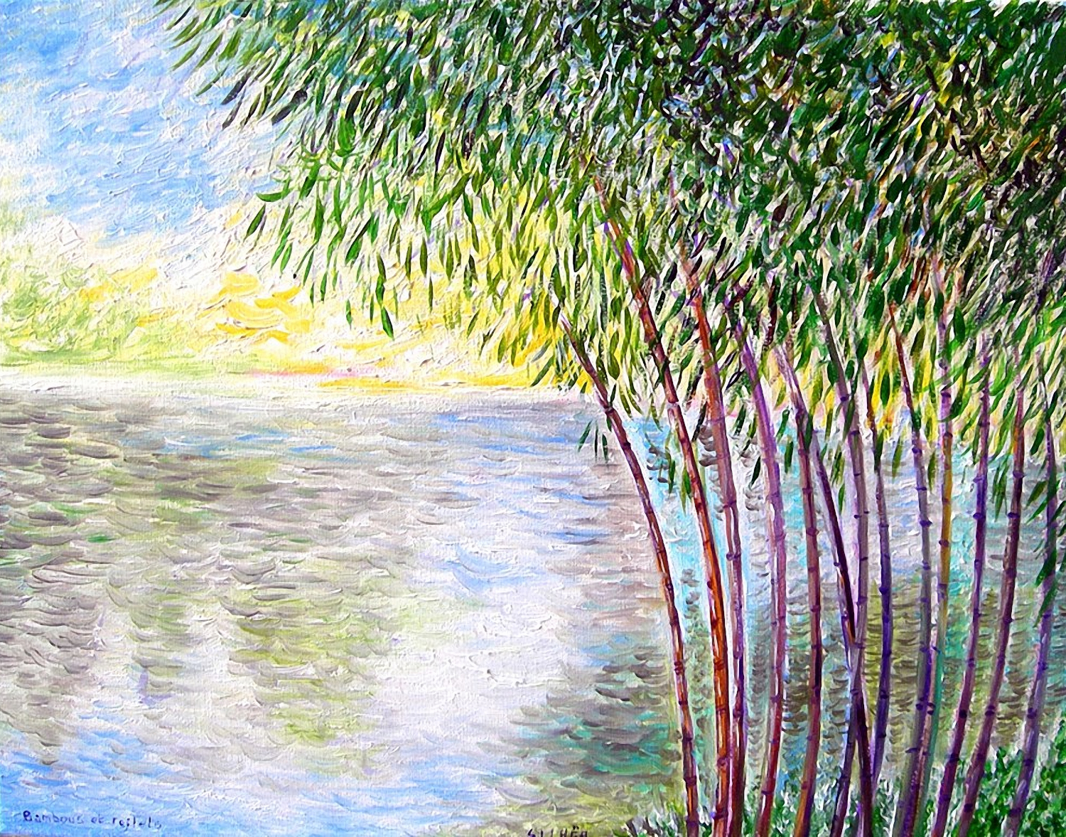 toile zen bambous et reflets ellhea