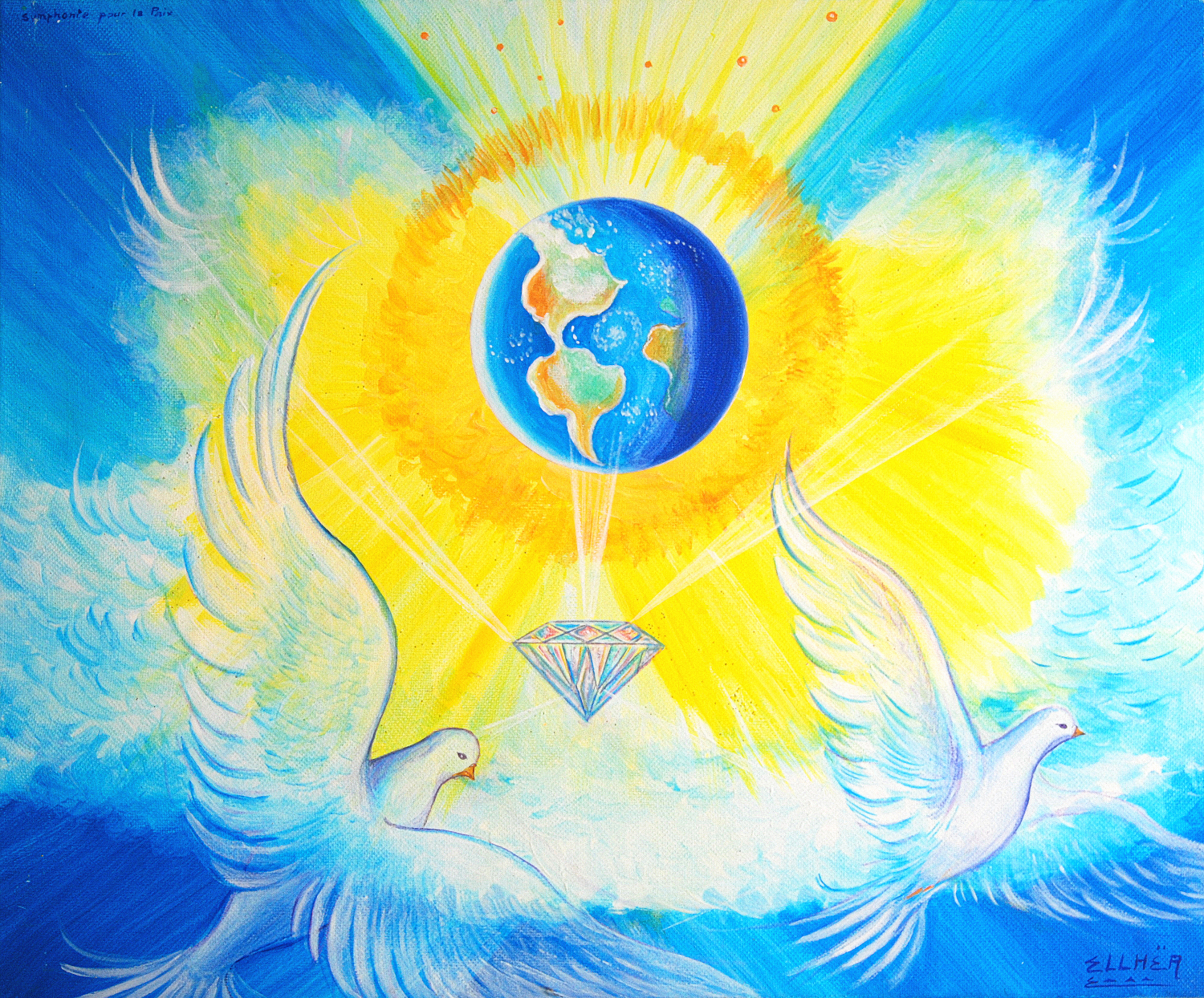 tableau inspirant  paix sur terre reproduction peinture ellhea