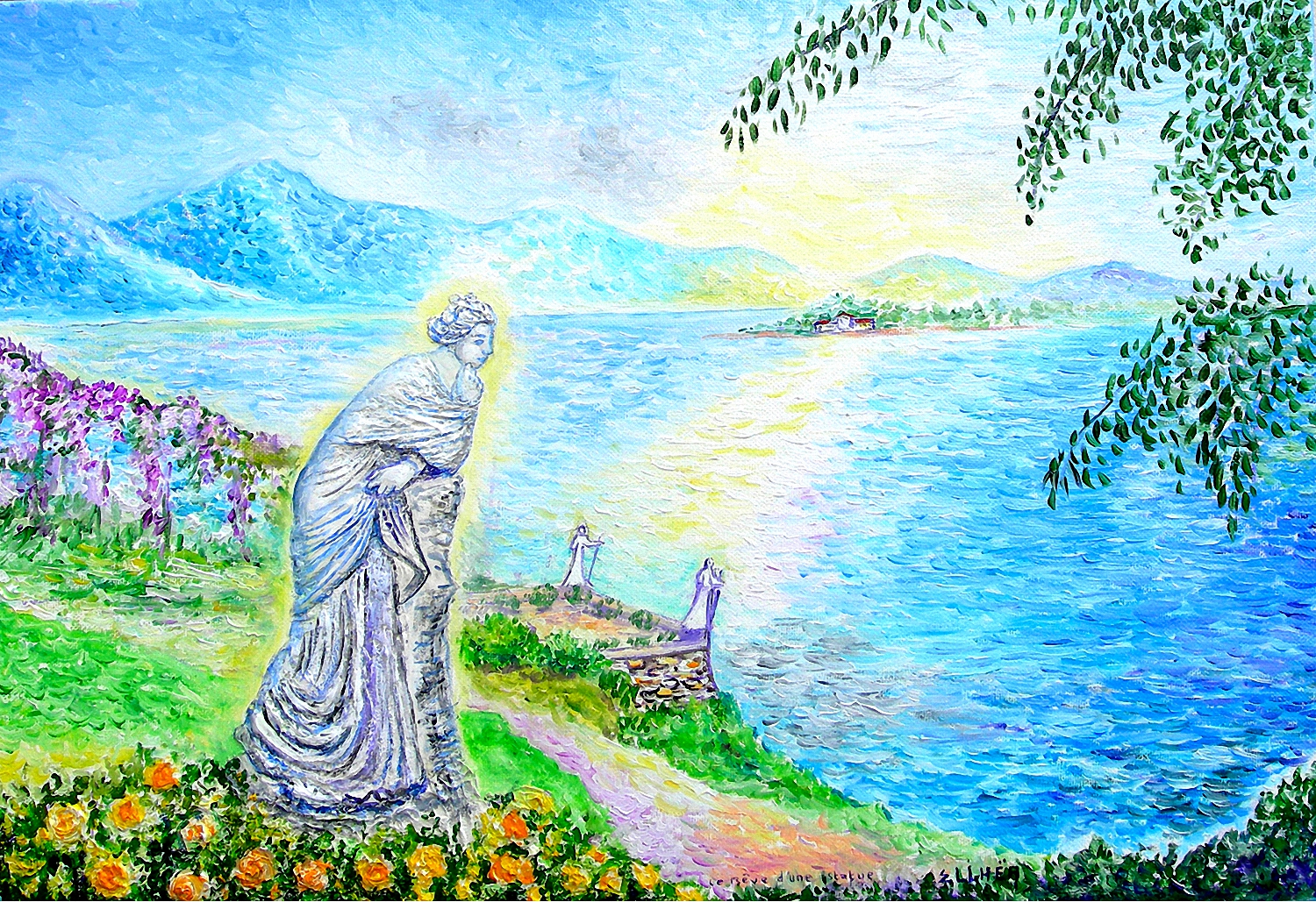 toile méditation reve de la statue peintre ellheac8