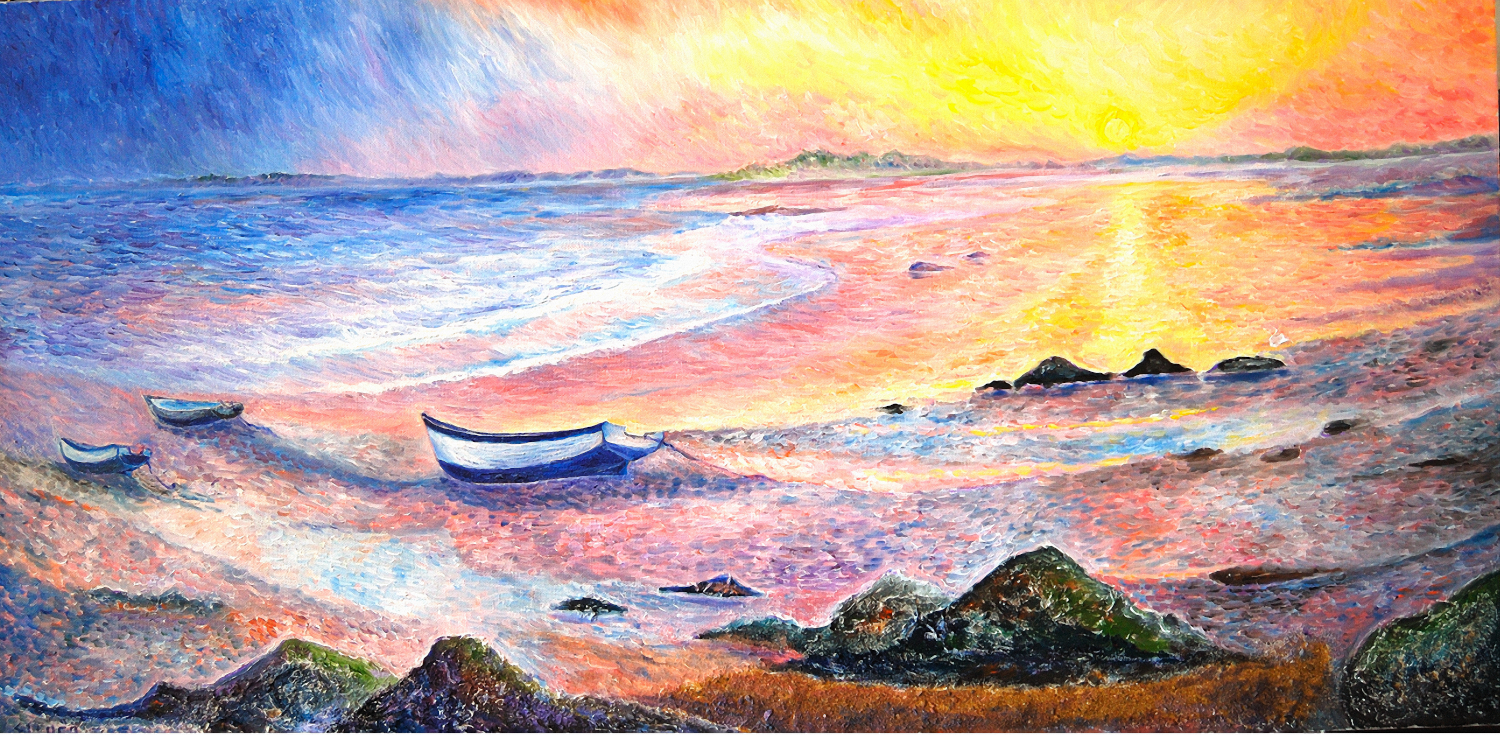 Paysage le soir sur la plage - reproduction sur toile - Ellhea - Boutique Zen Style