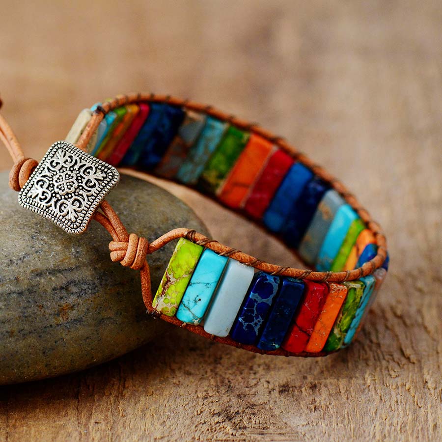 Bracelet-Chakras-en-pierres-naturelles-multicolore-ajustable-boutique-zen-style
