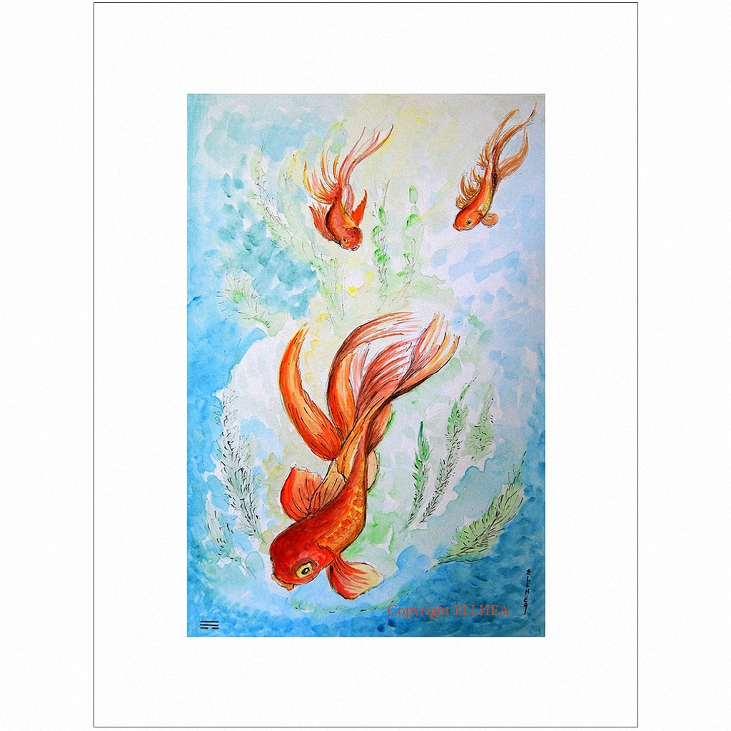 poissons rouges aquarelle copyright ellhea-1