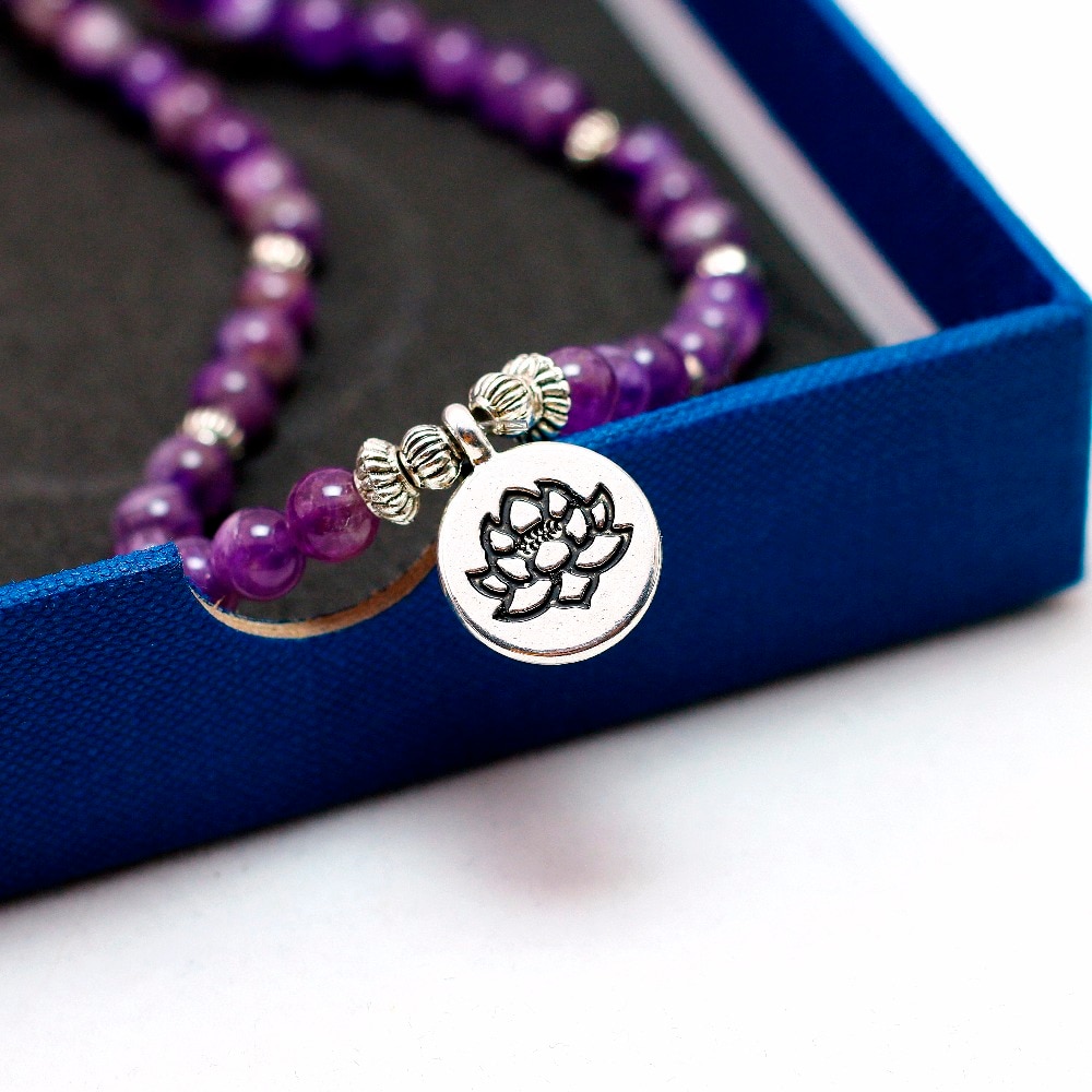 Chakra-en-cristal-violet-naturel-108-Bracelet-ou-collier-bouddha-Mala-Bracelet-en-pierre-de-Yoga