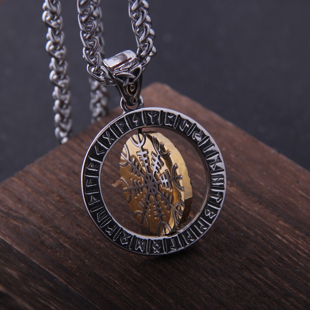 Collier-Viking-Rune-avec-cha-ne-en-acier-inoxydable-et-pendentif-avec-bo-te-en-bois