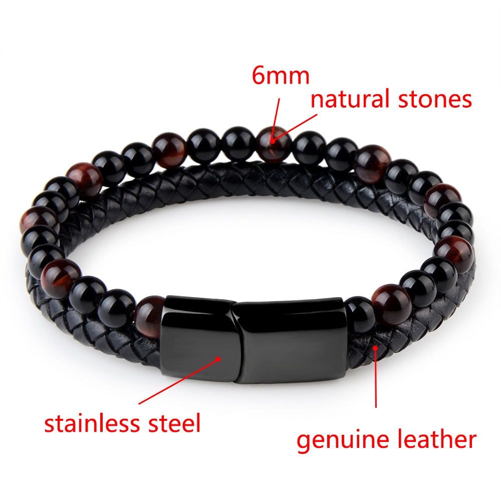 Bracelets-en-pierre-naturelle-pour-hommes-cuir-v-ritable-tress-fermoir-magn-tique-noir-en-acier