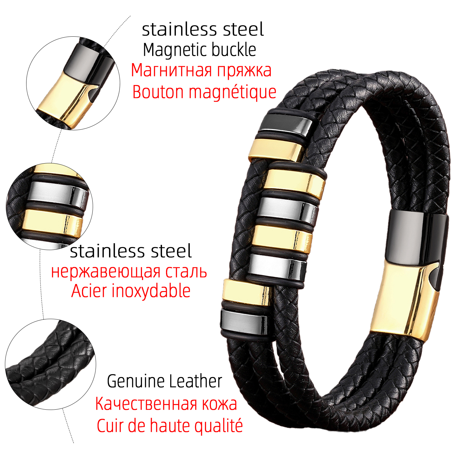 Charme-Bracelet-en-acier-inoxydable-Bracelets-en-cha-ne-de-corde-en-cuir-multicouche-Vintage-Bracelet