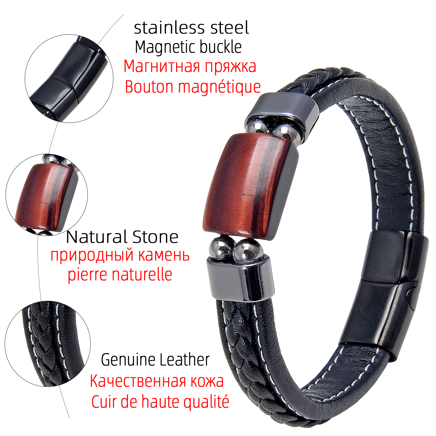 Naturel-Carr-Tiger-Eye-Pierre-Hommes-Bracelets-Charme-Acier-inoxydable-Boucle-magn-tique-Classique-Femmes-Bracelet