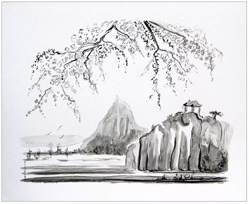 dessin zen unique du peintre Ellhëa