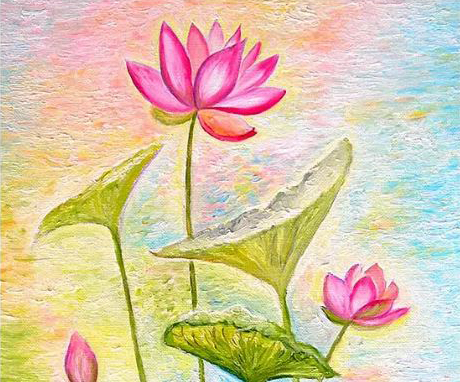 toile zen les lotus merveilleux, reproduction d'une peinture de l'artiste Ellhëa - Boutique Zen Style