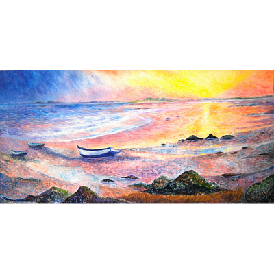 Paysage le soir sur la plage - reproduction sur toile - Ellhea - Boutique Zen Style