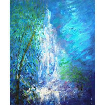 tableau-feng-shui-cascade-bambous-peintre-ellhea