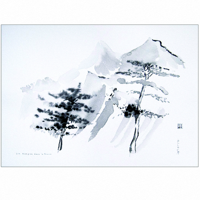 les deux pins encre noire ellhea