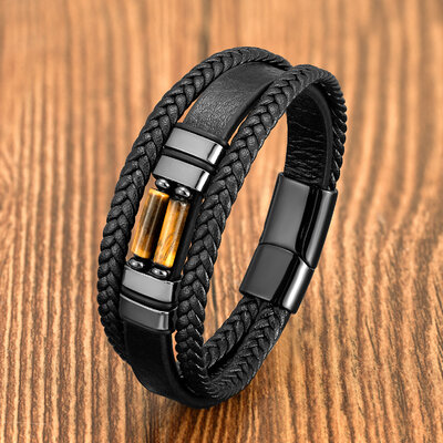 Bracelet-multicouche-Vintage-en-cuir-v-ritable-pour-hommes-bijoux-de-poignet-en-acier-inoxydable-cadeau
