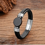 bracelet homme agate noire metal argent