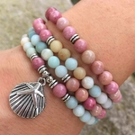 DIEZI-bouddhiste-Reiki-multicolore-Amazonite-Shell-Bracelet-breloques-pierre-naturelle-108-Mala-perles-Bracelet-collier-pour