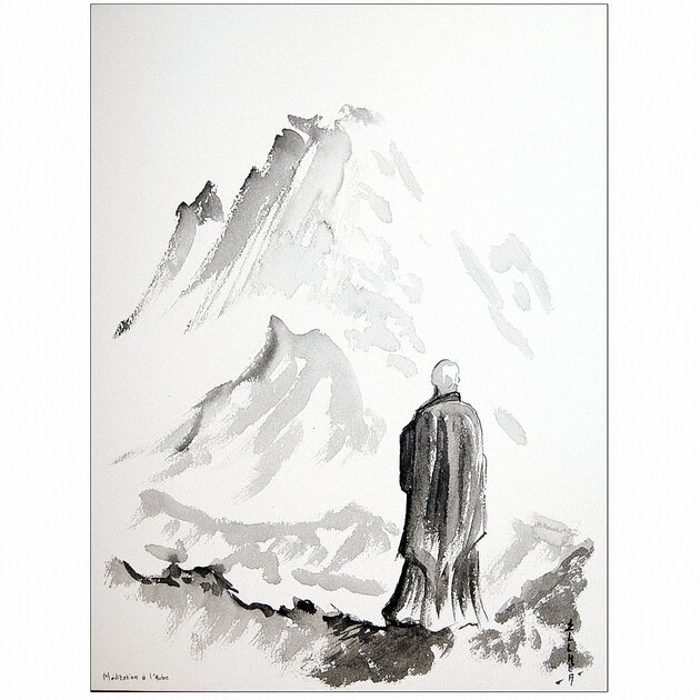 peinture zen meditation a l'aube ellhea c7