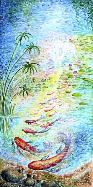 toile zen poissons perles peintre ellheac7