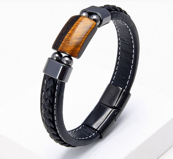 bracelet homme oeil tigre jaune c7
