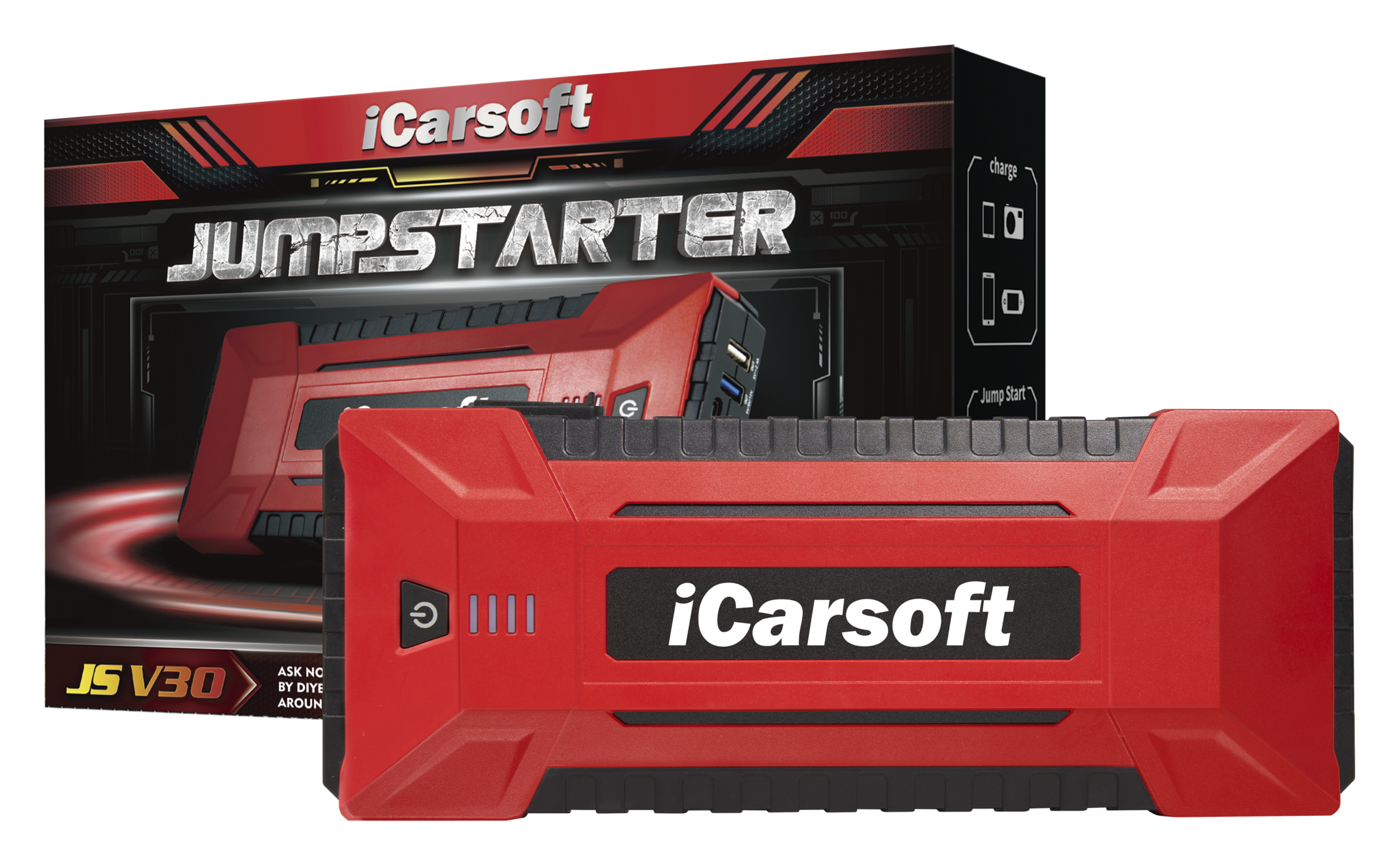 iCarsoft Jump Starter JS V30 - Démarreur de voiture - Batterie externe - iCarsoft France