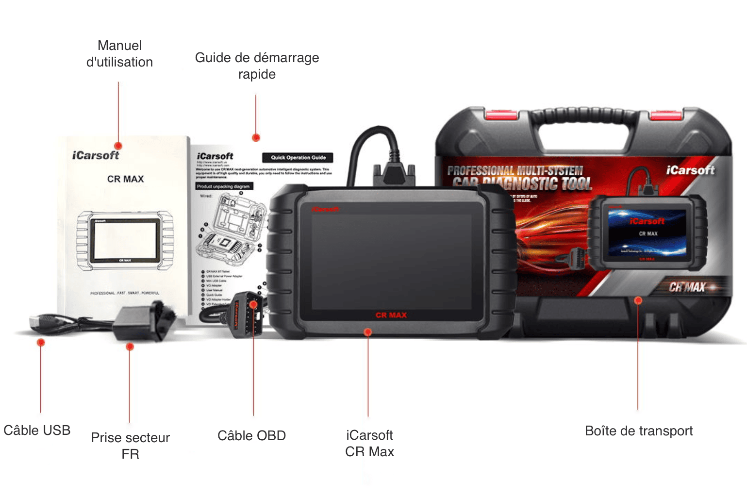 iCarsoft CR Max | Valise Diagnostic Auto Multimarques Pro OBD2