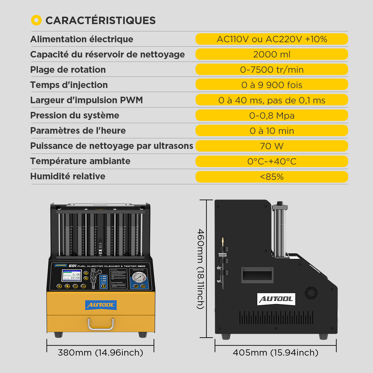 AUTOOL CT500 - Caractéristiques techniques - iCarsoft France
