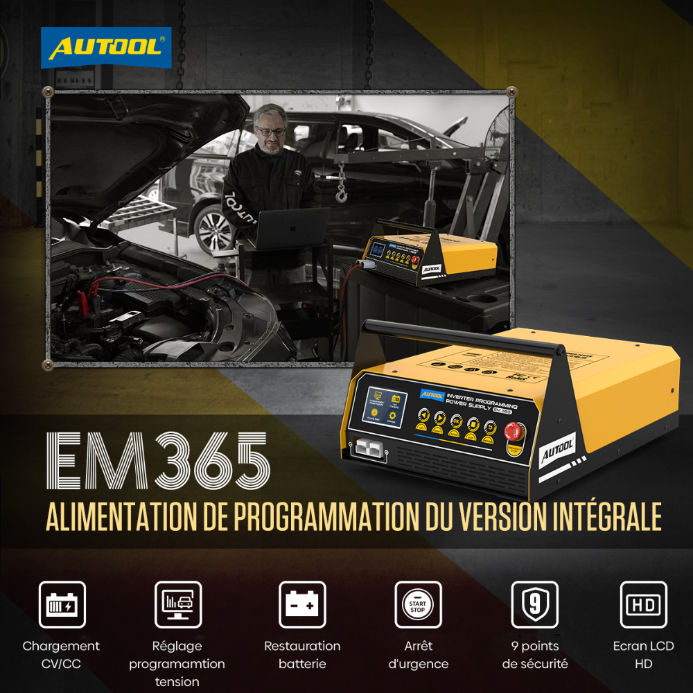AUTOOL EM365 - Chargeur de batterie - Caractéristiques - iCarsoft France