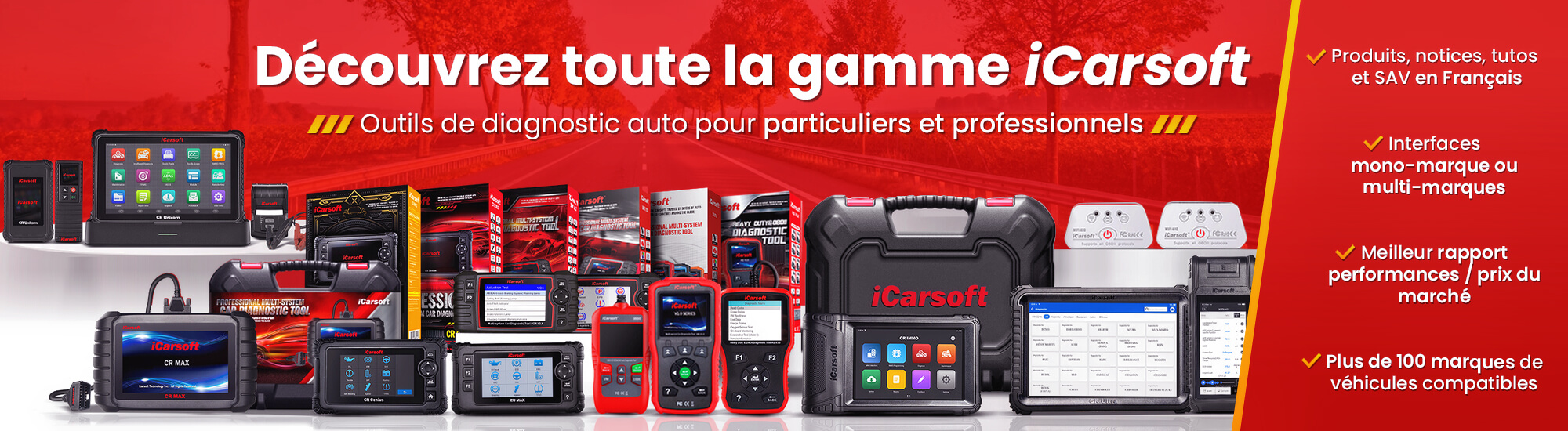 Gamme valises diagnostic automobiles multimarques iCarsoft France