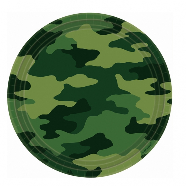 8 assiettes 23 cm thème camouflage - Anniversaire Garçon/Armée Camouflage 