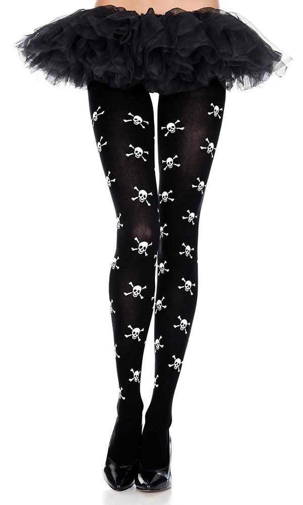 collant noir t tes de mort Accessoires Bas et collants