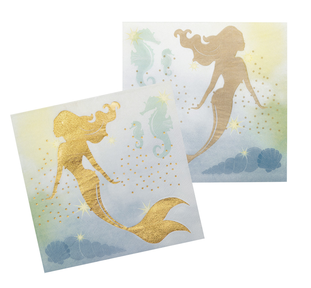 12 Serviettes Theme Sirene Anniversaire Fille Sirene Netbootic Com