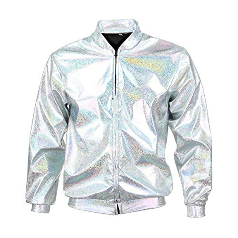 BLOUSON-METALLISE-LASER-ARGENT