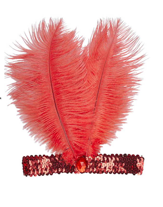 Bandeau charleston 2 plumes rouges