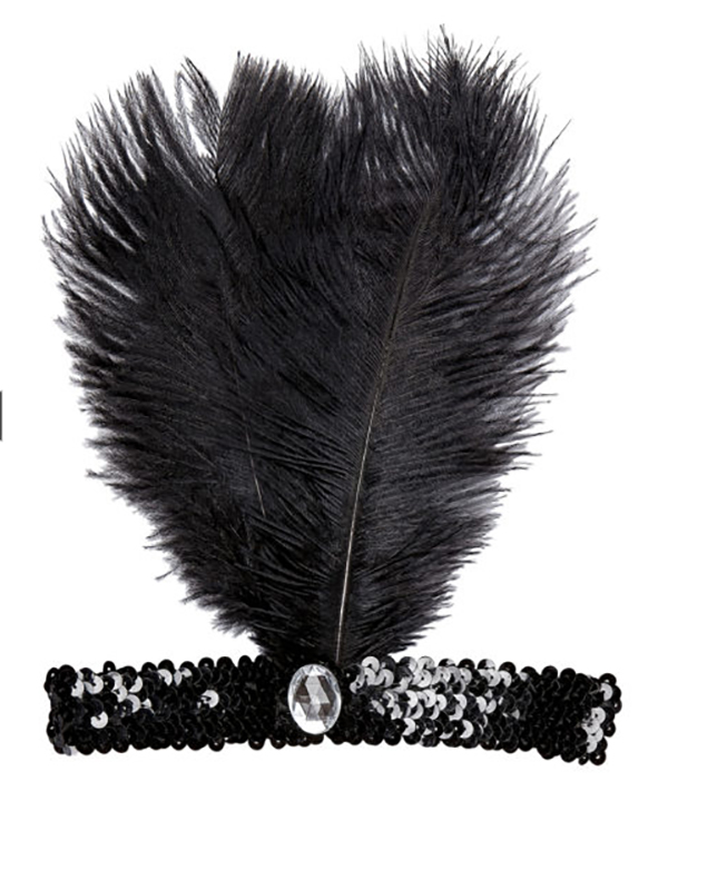 BANDEAU CHARLESTON 2 PLUMES NOIRES 1