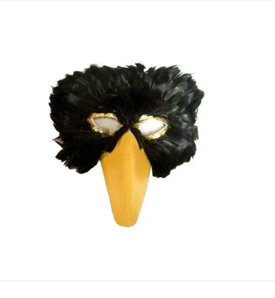 masque oiseau plumes noires 1