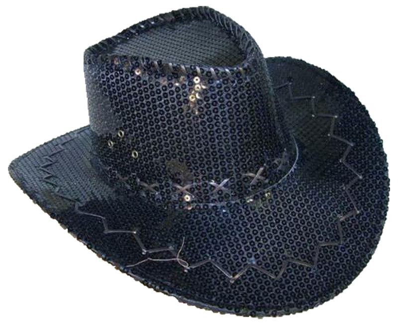 Chapeau western à paillettes noires