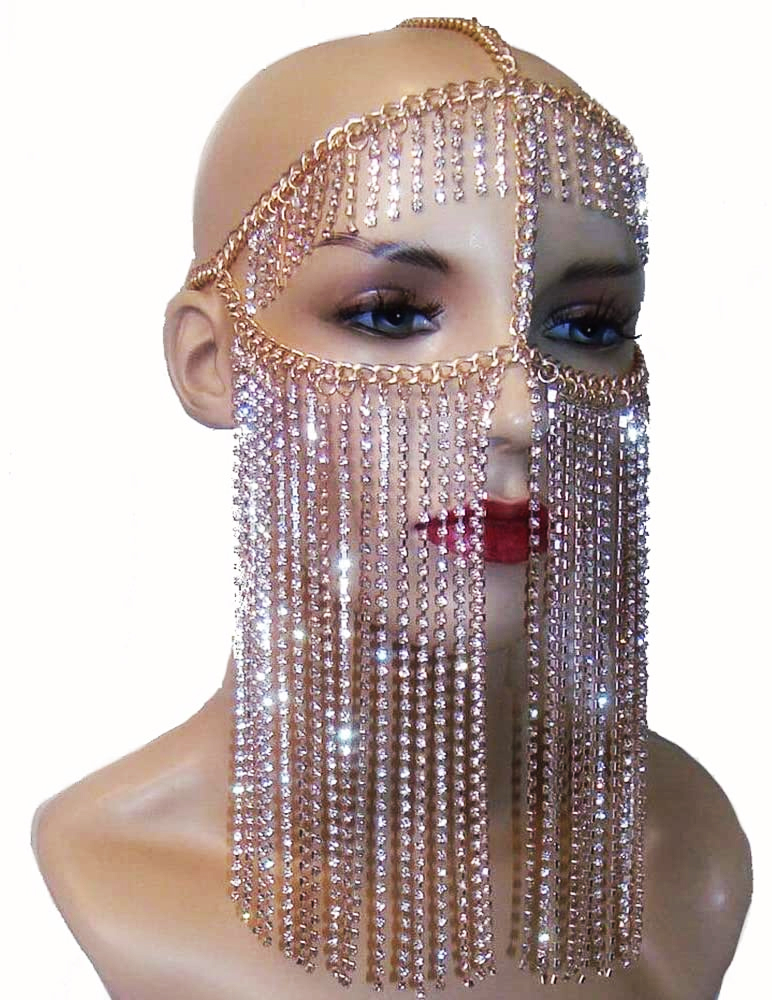 masque chaines et strass or