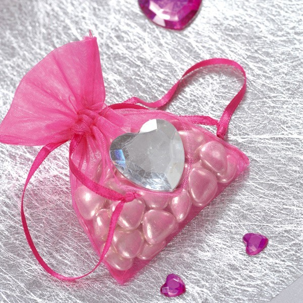 sachet-a-dragees-en-tissu-organdi fuchsia
