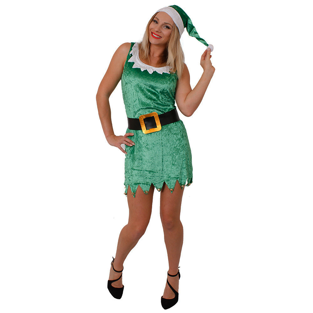 deguisement elfe ou lutin femme velours vert 1