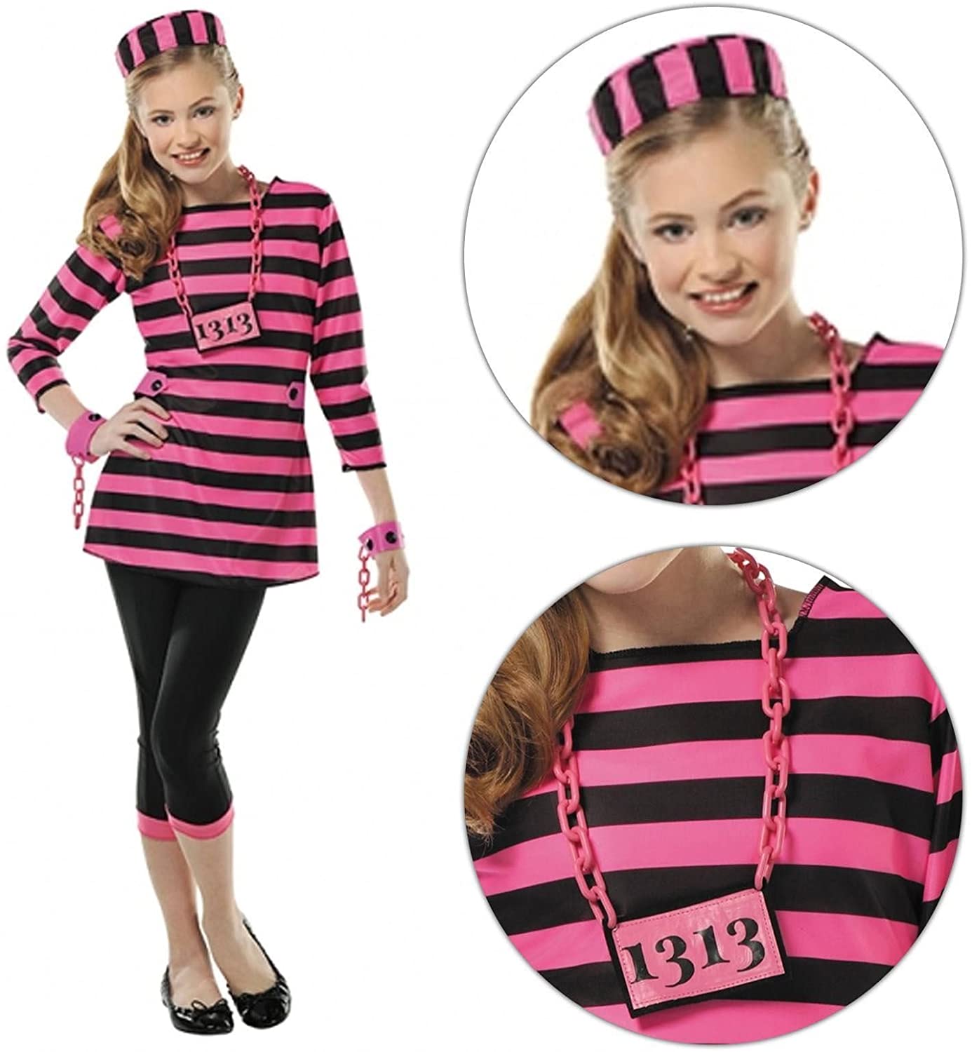 DEGUISEMENT PRISONNIERE ROSE ENFANT 2