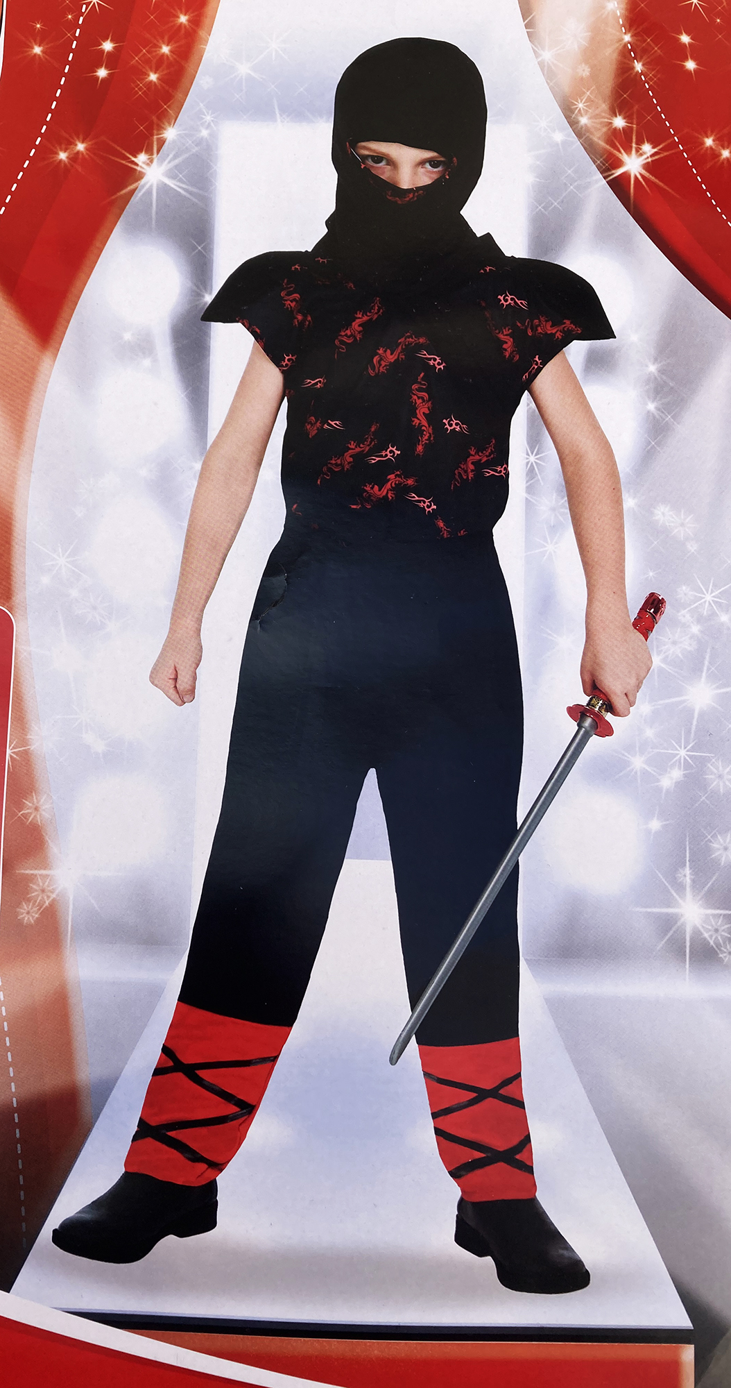 deguisement ninja enafnt noir et rouge 1