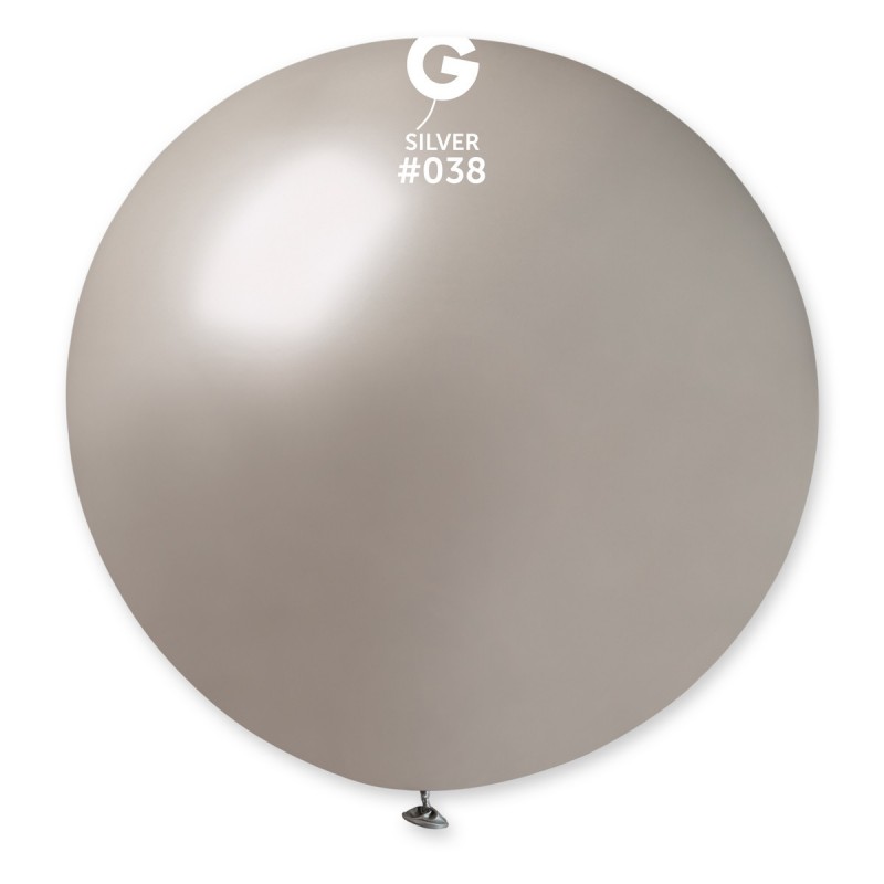 10 ballons latex 48 cm gemar metallises argent