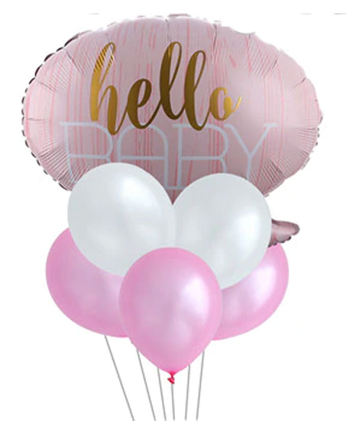 Bouquet ballons naissance fille avec hélium - Ballons et Bouquets