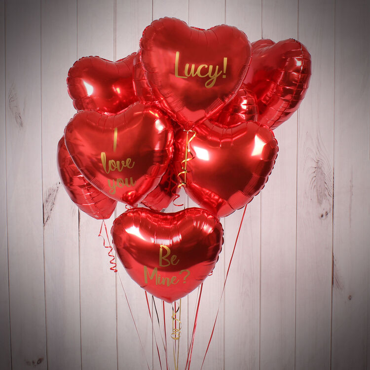 Ballon Coeur LOVE - blanc noir or rouge - 45 cm aluminium mylar helium