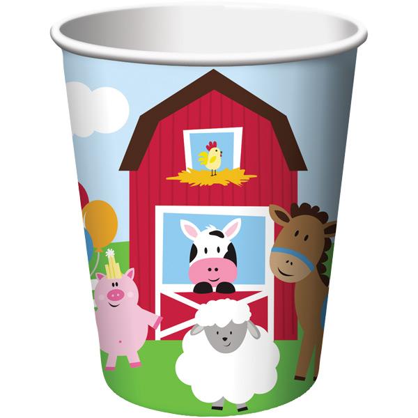 8 gobelets carton animaux de la ferme