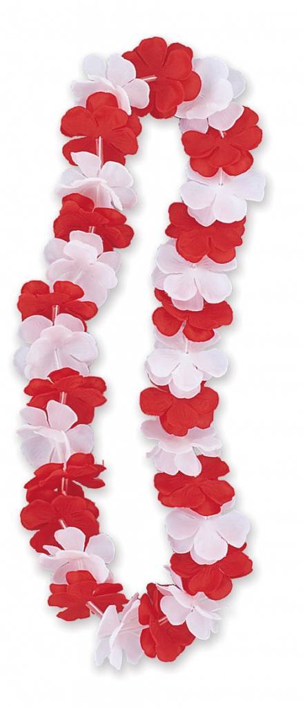 collier hawaien rouge et blanc