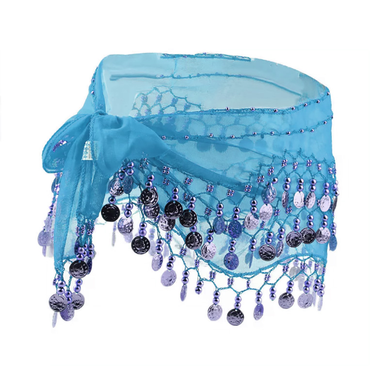 Ceinture ou foulard de danse orientale bleue - Accessoires