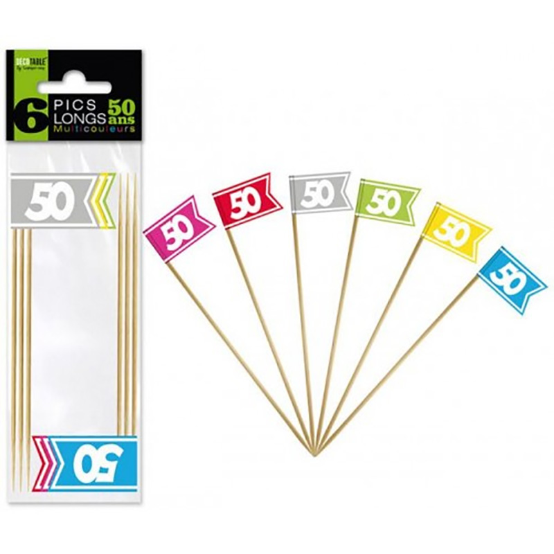 6 pics multicolores 50 ans