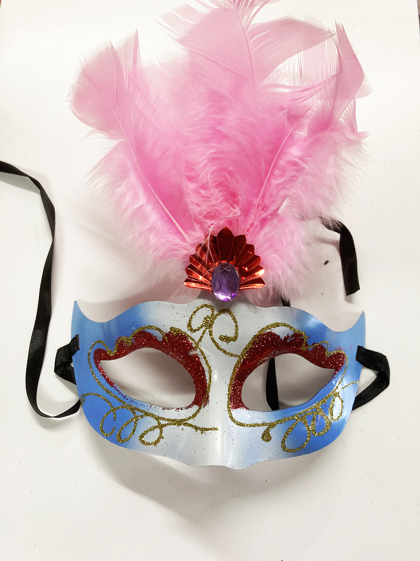 masque venitien plumes roses
