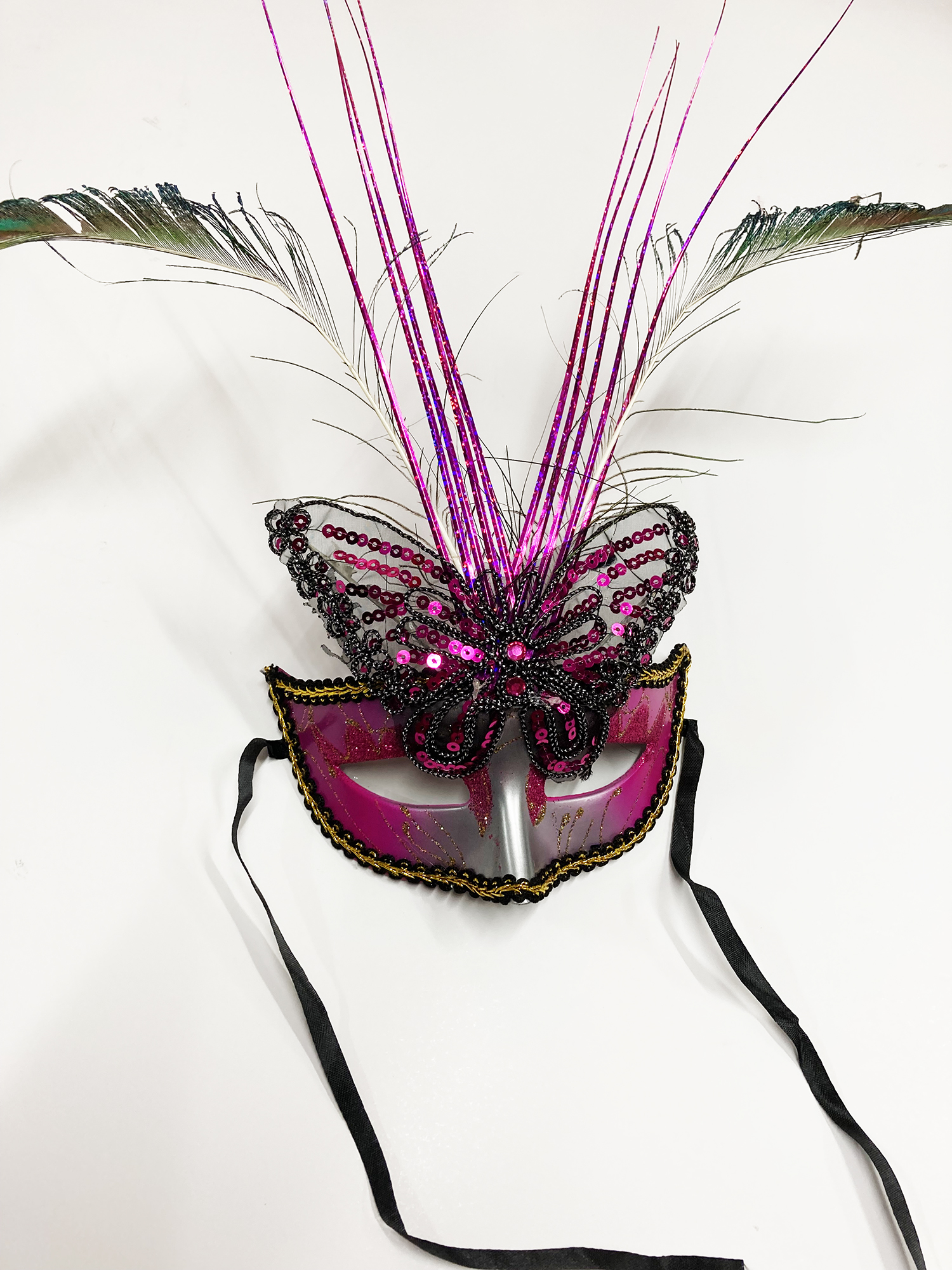 masque papillon plumes de paon