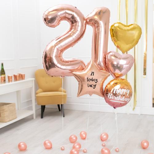 bouquet ballons rose gold chiffre 1